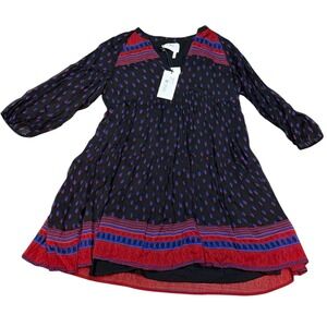 NWT Ba&sh Bailey Black Printed Dress Viscose Boho Womens Size 6 US MSRP $355